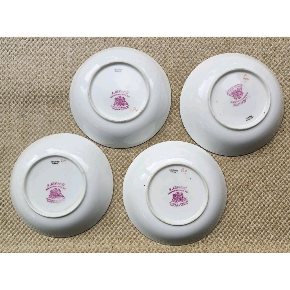 Royal Cauldon H8426 Set of 4 Berry Dessert Bowls Gold Greek Key Flowers 8426 - Picture 6 of 6